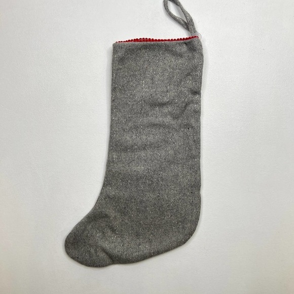 New Isaac Mizrahi Gnome Christmas Stocking 22" Gray Red Wool - Picture 6 of 8